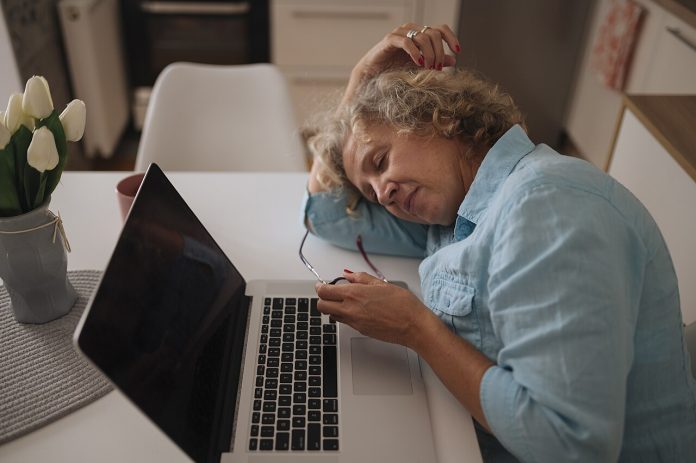 tired stressed woman working