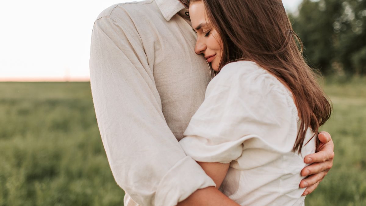 Couple hugging, showing intimacy without performance pressure